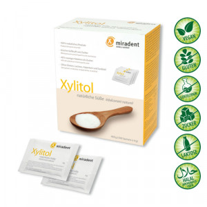 Produktbild von MIRADENT Xylitol Zuckerersatz Pulver Sachets