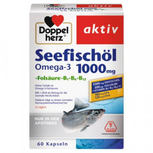 Produktbild von DOPPELHERZ Seefisch&ouml;l Omega-3 1.000 mg+Fols.Kaps.