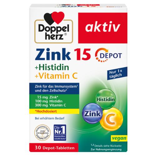 DOPPELHERZ Zink 15 mg+Histidin+Vit.C Depot aktiv